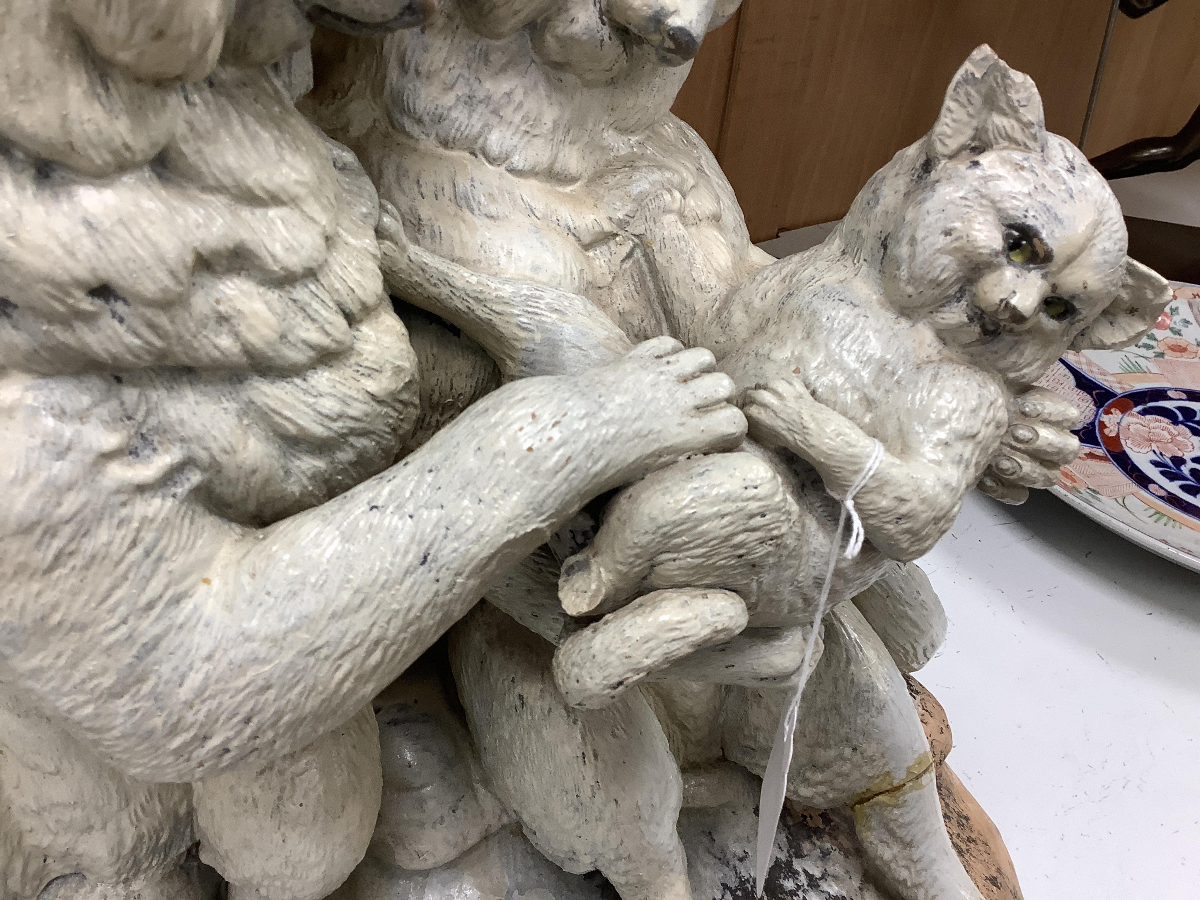 A late 19th century Austrian cold painted terracotta cat group